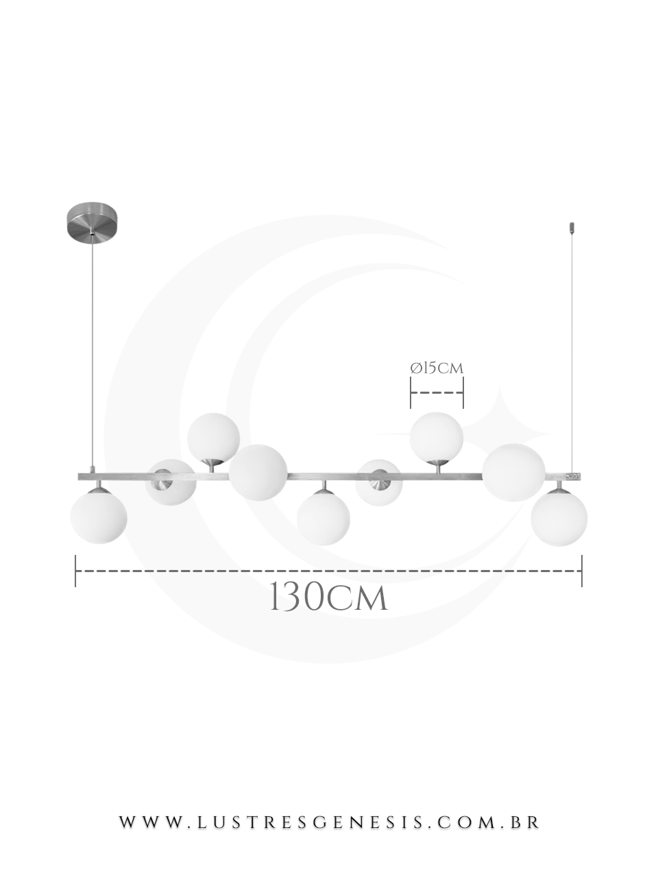 Pendente Moderno Oriana com 9 globos na sala de jantar Lustres G&ecirc;nesis loja online de Lustres e Ilumina&ccedil;&atilde;o Decorativa. 